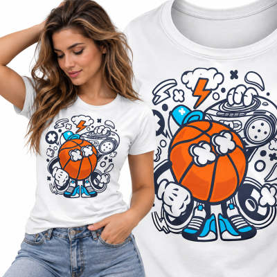 KOSZULKA DAMSKA   ANIMOWANA BASKETBALL BOOMBOX BEAT